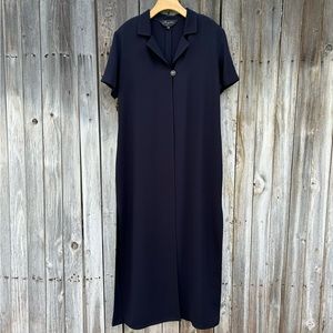 Margareta Vintage Short Sleeve Duster Jacket Polyester Navy Blue L